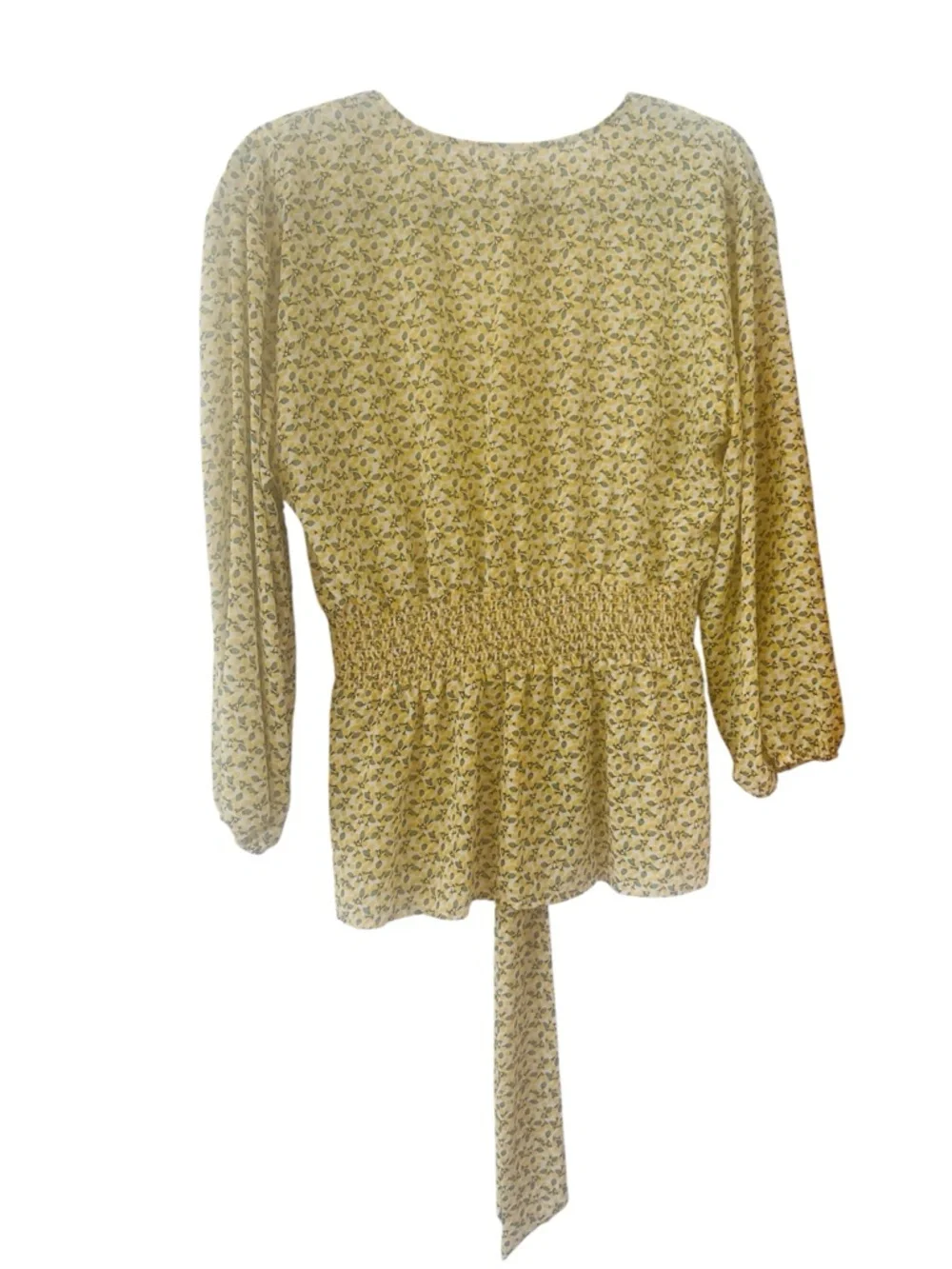 Max Studio Yellow Floral V-Neck Tie-Front Blouse - Picture 2 of 8
